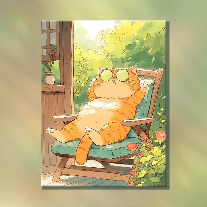 Playful Cartoon Cat Illustration Wall Art Kalsten