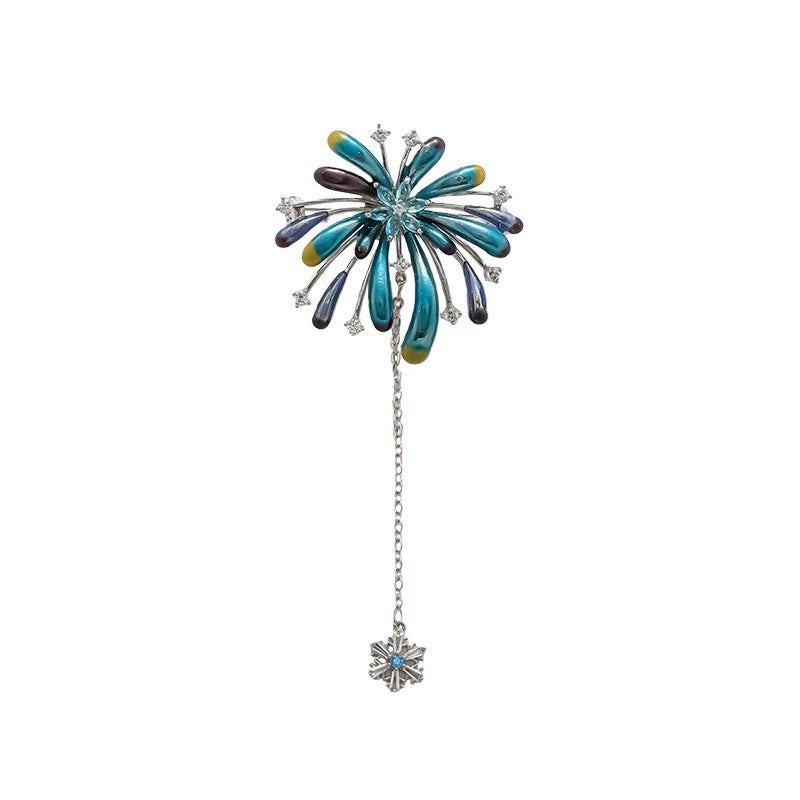 Sparkling flower brooch with chain pendant Kalsten