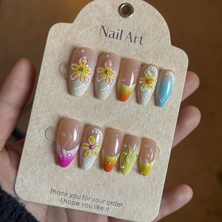 Vibrant Floral Press-On Nail Art Set Kalsten