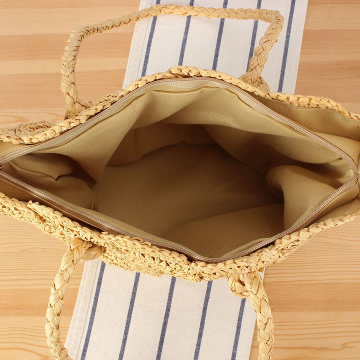 Hand-knotted beach bag with decorative motif Kalsten