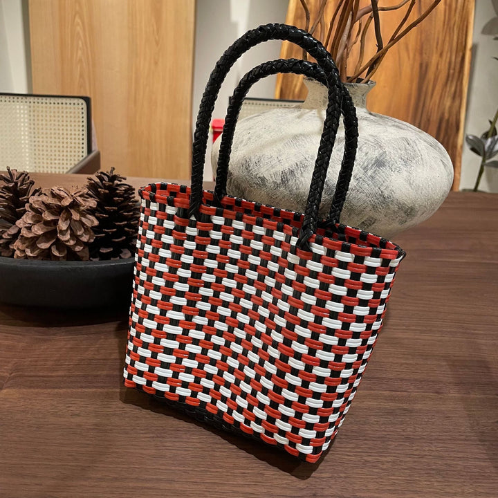 Handwoven basket bag with colorful design Kalsten