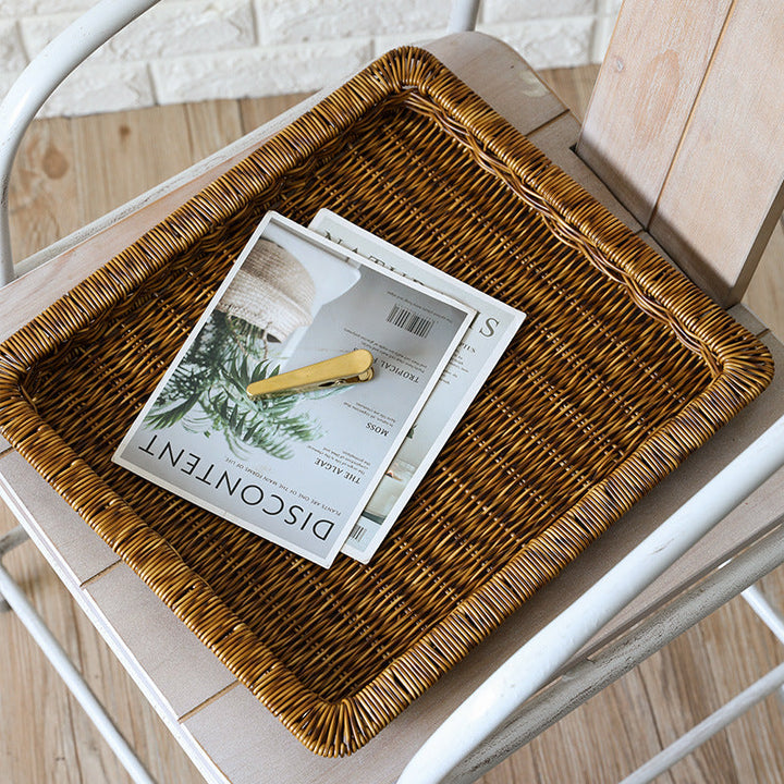 Unisex Rectangular Storage Basket made of braided rattan Kalsten