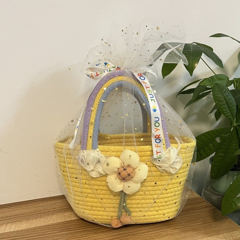 Women's handmade basket bag with color-coordinated handle accents Kalsten