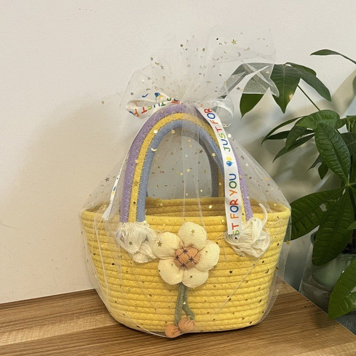 Women's handmade basket bag with color-coordinated handle accents Kalsten