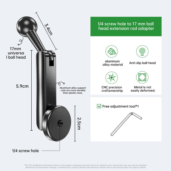 Unisex Adapter for 17 mm Ball Head Kalsten