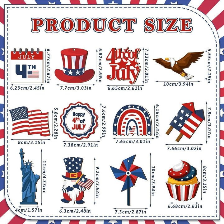 Unisex nan patriotic wooden hanging ornaments assorted Fourth of July USA cutout decorations Kalsten
