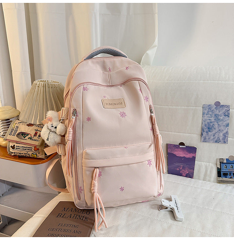 Elegant Embroidered School Backpack