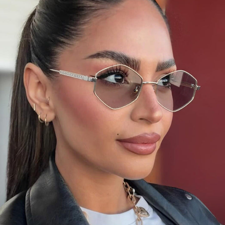 Women's hexagonal sunglasses with elegant metal accents and UV protection Kalsten