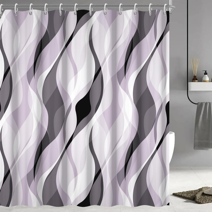 Abstract Wave Pattern Shower Curtain Kalsten