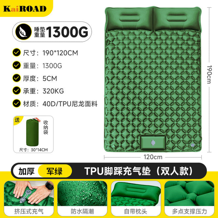 inflatable camping mat with integrated pillows and non-slip bottom Kalsten