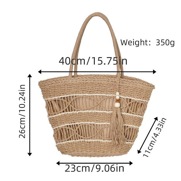 Braided basket bag with tassel details Kalsten