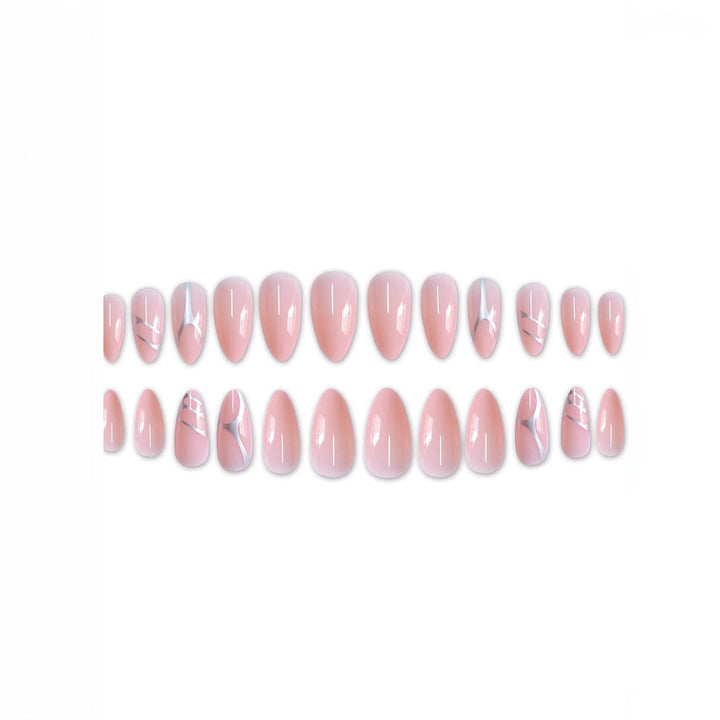 Elegant Stiletto Press-On Nail Set with Artistic Metal Accents Kalsten
