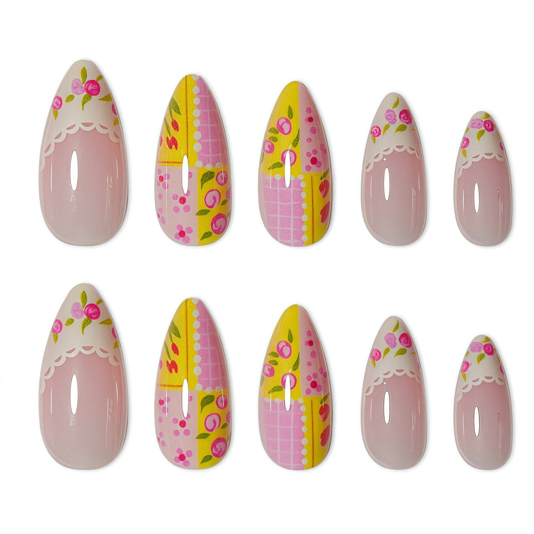 Decorative Floral Press-On Nail Art Kalsten