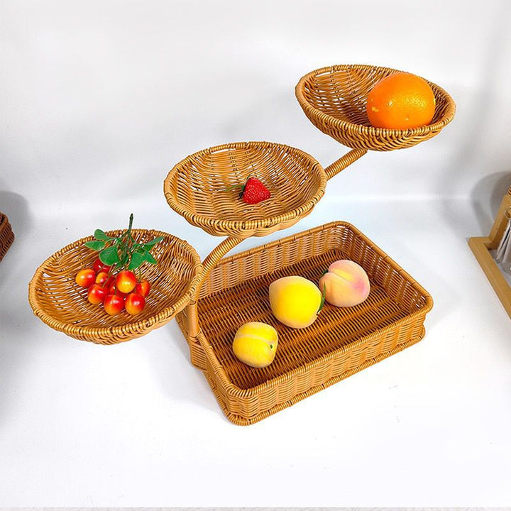 Unisex fruit and vegetable rack made of rattan with multiple levels Kalsten