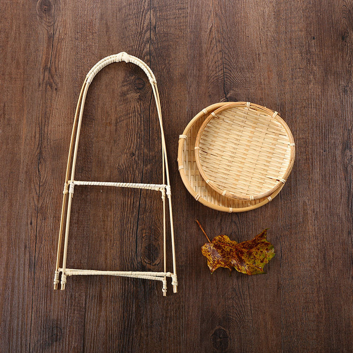 Unisex Three-Tier Serving Stand made of hand-woven natural material Kalsten
