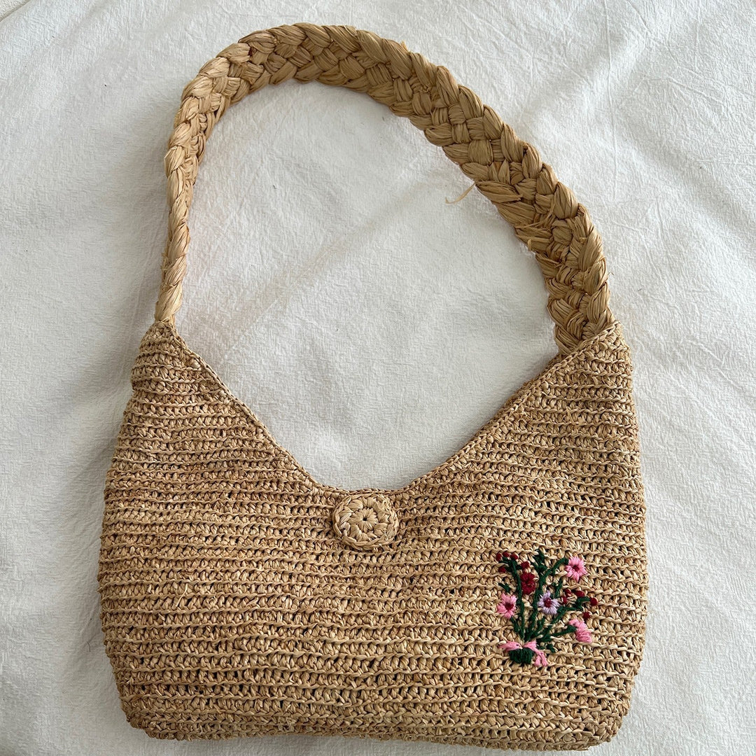 Handcrafted knitted bag with floral design Kalsten