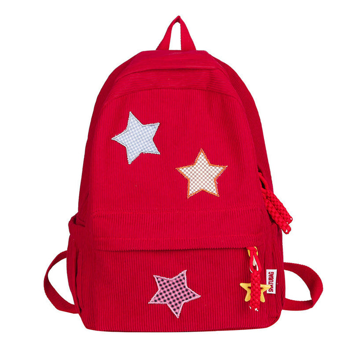 Fun Star Patterned Corduroy School Backpack Kalsten