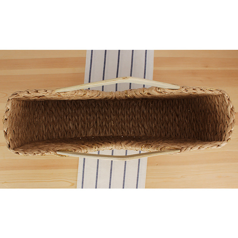 Braided Evening Bag with Elegant Wooden Handle Kalsten