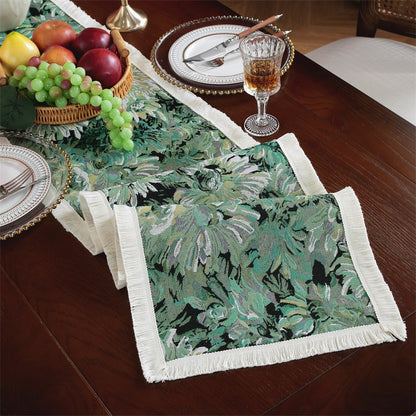 Elegant Floral Embroidered Table Runner