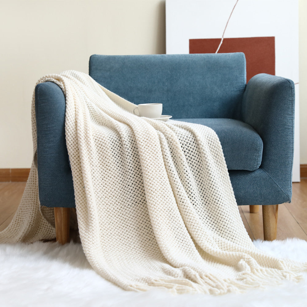 Women cozy knit blanket with decorative pattern Kalsten