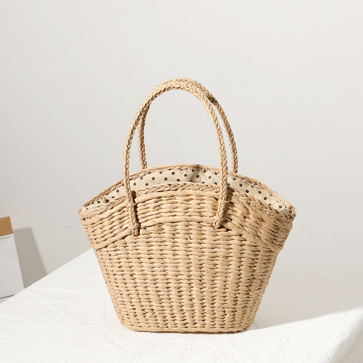 Braided beach bag with dotted inner pocket Kalsten