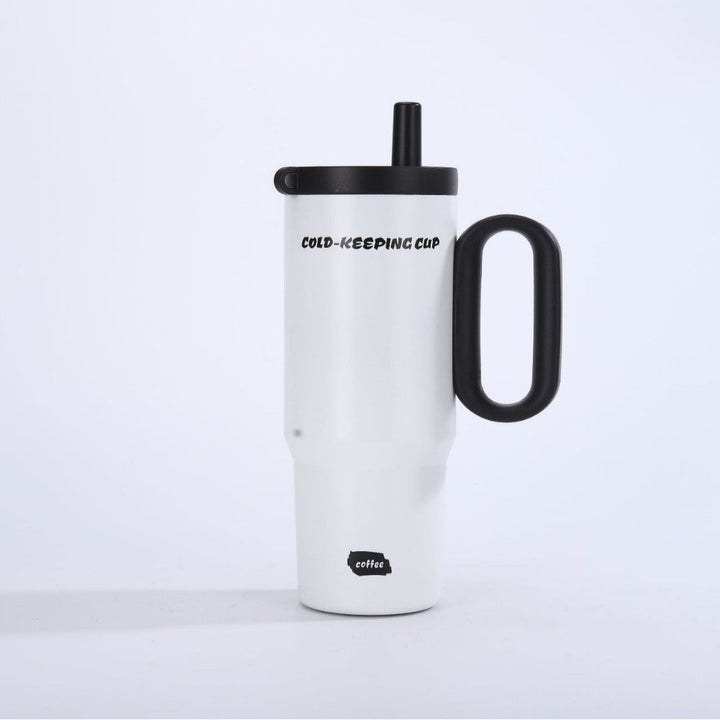 Unisex insulated cup with practical handle and straw function Kalsten