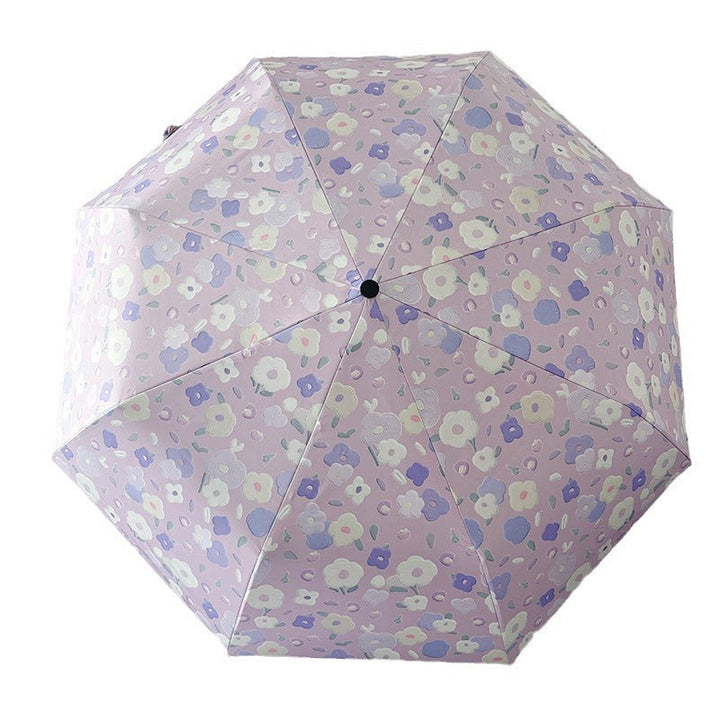 Women's Automatic Folding Umbrella with Floral Design and Practical Storage System Kalsten