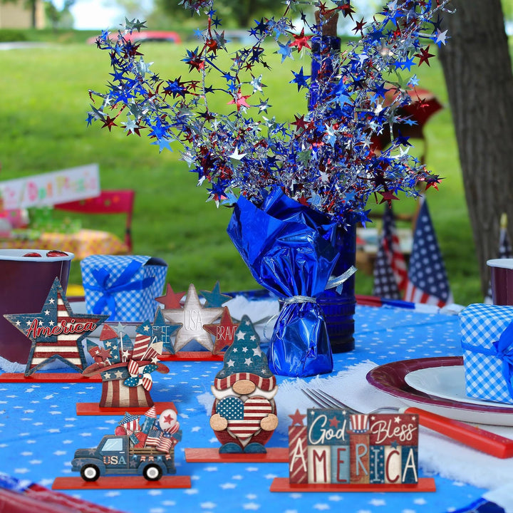 Unisex nan decorative wooden table decor Americana set with multi-part stars and figures Kalsten