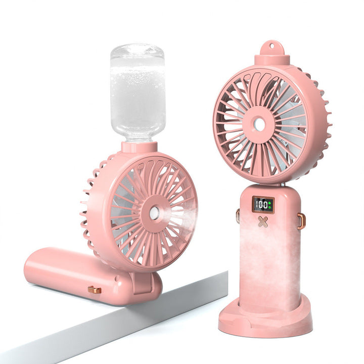 Cooling compact rechargeable adjustable-angle dual-head personal fan with digital battery display and magnetic dock Kalsten