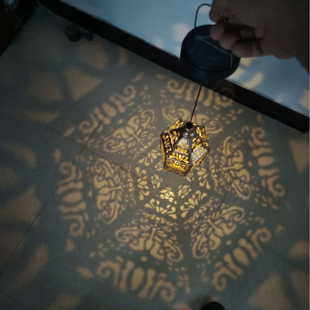 Ornate Moroccan Cutout Metal Hanging Pendant Light With Decorative Shadow Projection And Ceiling Canopy Kalsten