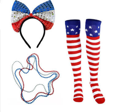Independence Day metallic parade-style bead necklace set with breakaway clasp Kalsten