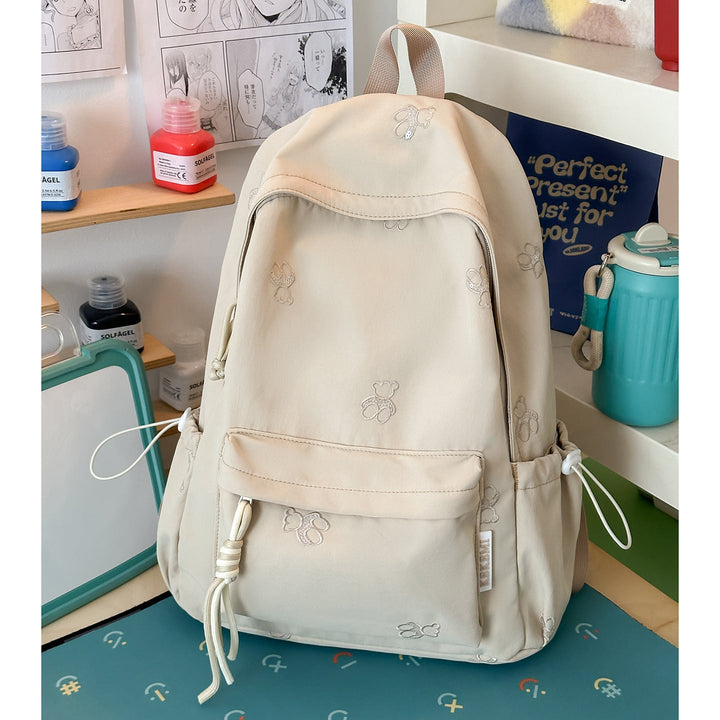 Cute Character Embroidered School Backpack