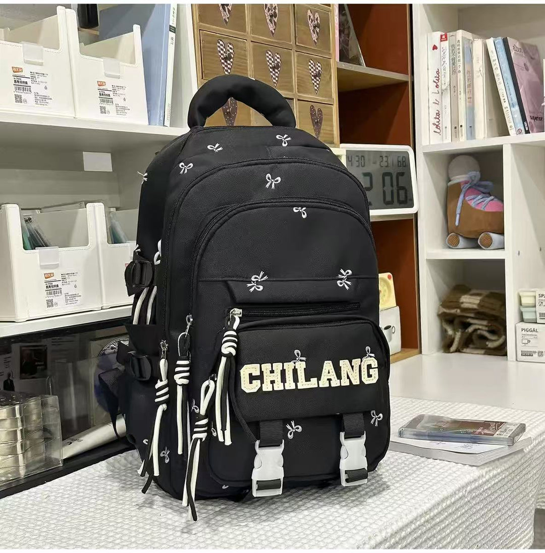 Multi-Compartment Embroidered School Backpack