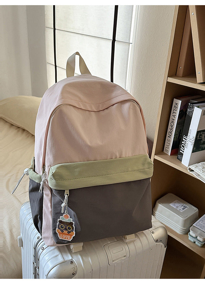 Contemporary Color-Block Travel School Backpack