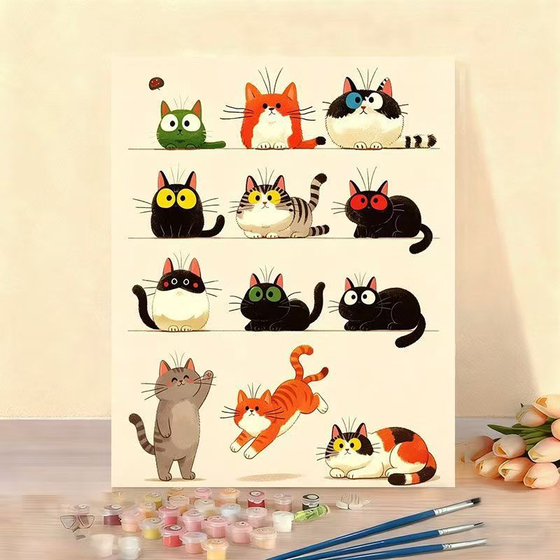 Cat-Themed Paint by Numbers Canvas Art Kit Kalsten