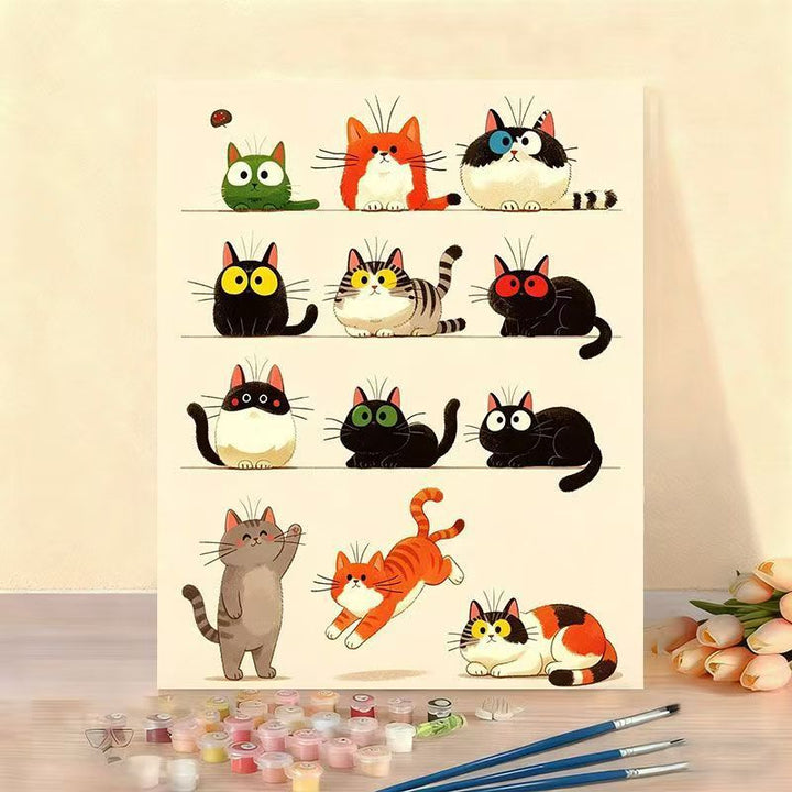 Cat-Themed Paint by Numbers Canvas Art Kit Kalsten