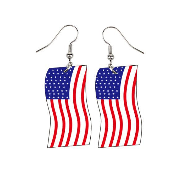 Women's star-shaped earrings with USA flag design made of lightweight acrylic and nickel-free fishhook Kalsten