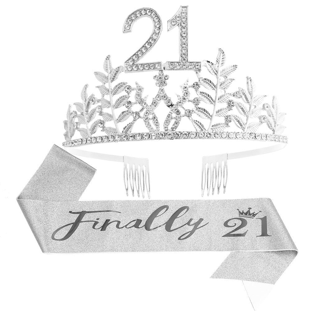 Women's Glamorous Birthday Crown with Shining Rhinestones Kalsten