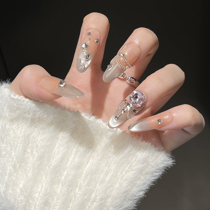 Elegant Decorative Press-On Nail Extensions with Pearls Kalsten