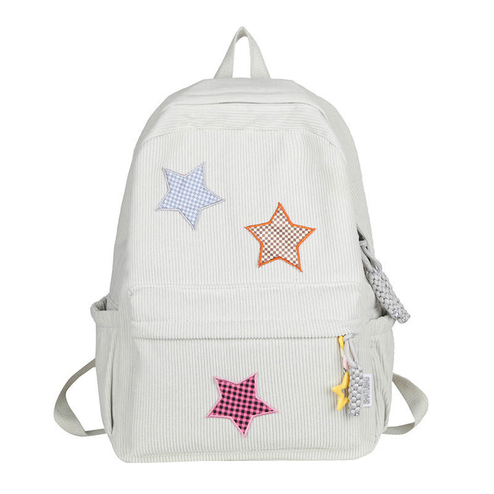 Fun Star Patterned Corduroy School Backpack Kalsten