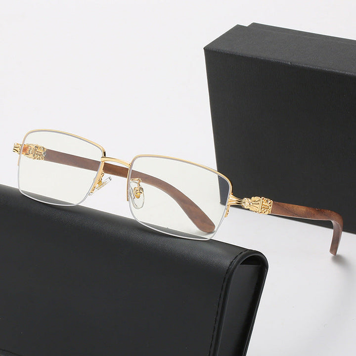 Ladies fashionable glasses with rectangular frame and high-quality wood details Kalsten