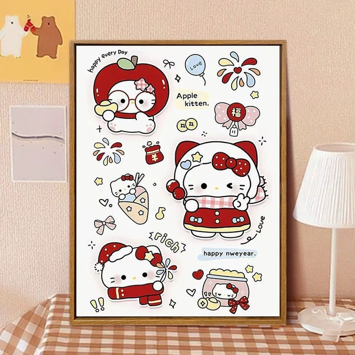 Hello Kitty-Inspired Cartoon Wall Art Print Kalsten