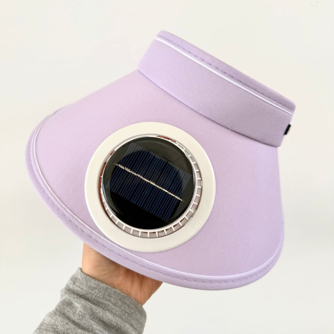 Lightweight foldable sunshade with integrated solar module and quiet fan Kalsten