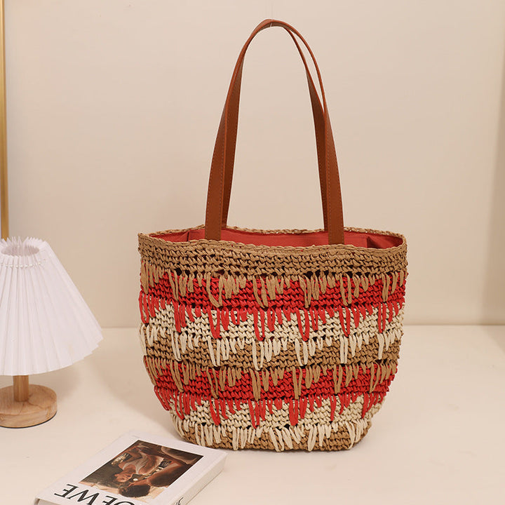Braided tote bag with unique pattern mix Kalsten