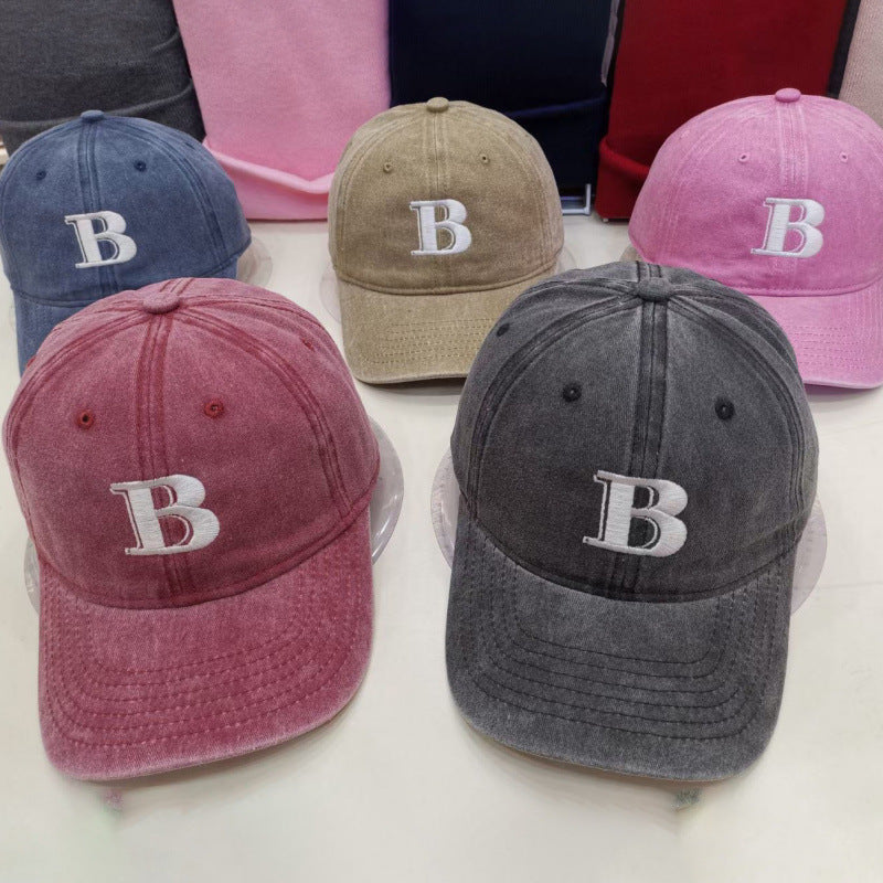 Women's Distressed Cotton Baseball Cap with Letter Embroidery Kalsten