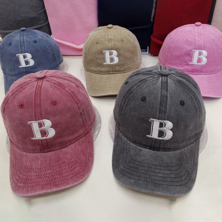 Women's Distressed Cotton Baseball Cap with Letter Embroidery Kalsten