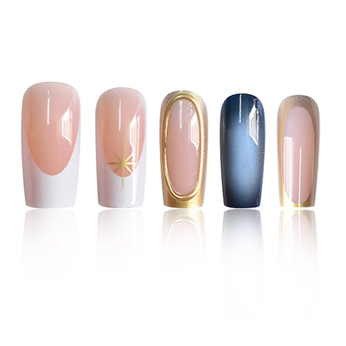 Elegant Ombre Press-On Nail Set with Gold Accents Acalora