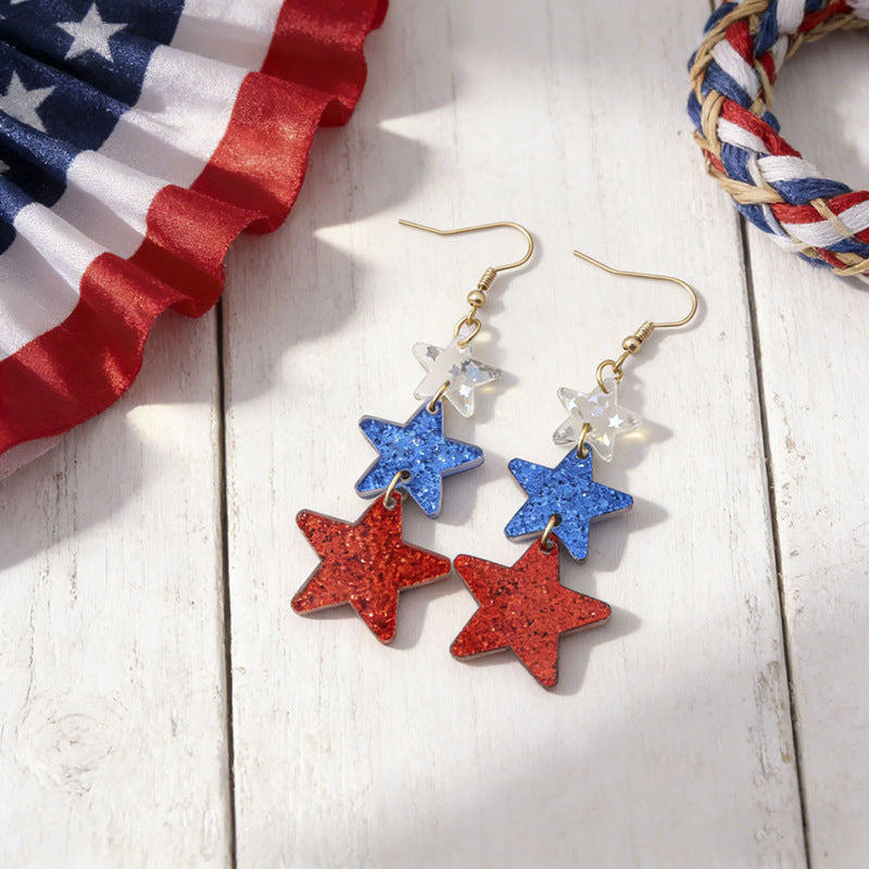 Women's eye-catching statement earrings made of acrylic with patriotic bow pendant Kalsten