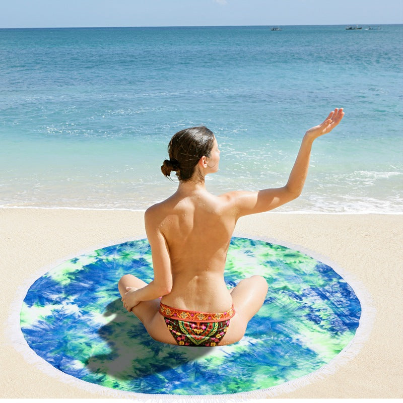 Ladies round beach blanket with fringes Kalsten