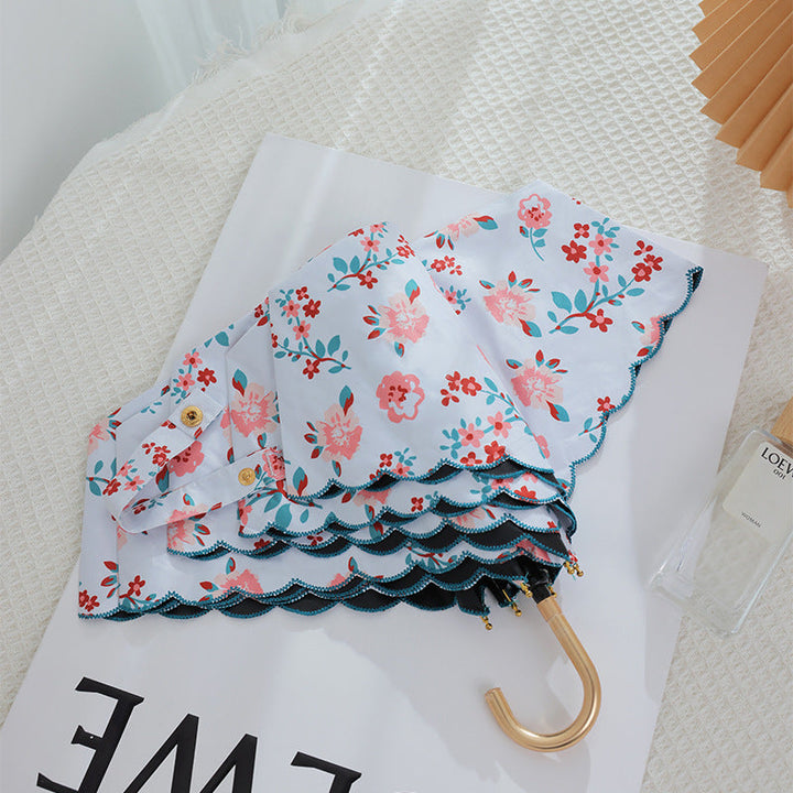Women's elegant automatic folding umbrella with floral details Kalsten